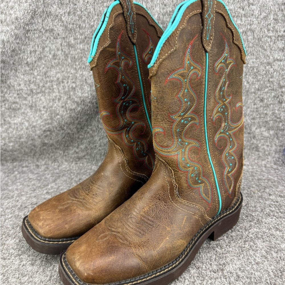 Women’s 8.5B Justin Raya 12” Brown Leather Western Cowgirl Boots L2900
